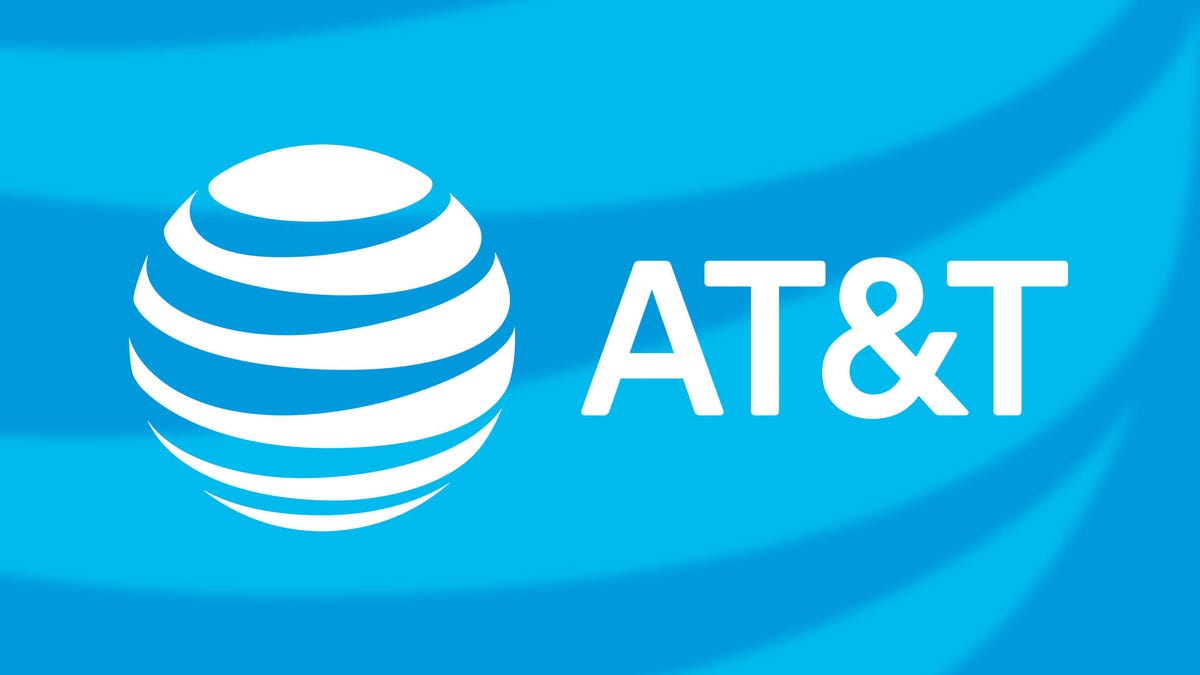 The AT&T logo on a blue AT&T background.